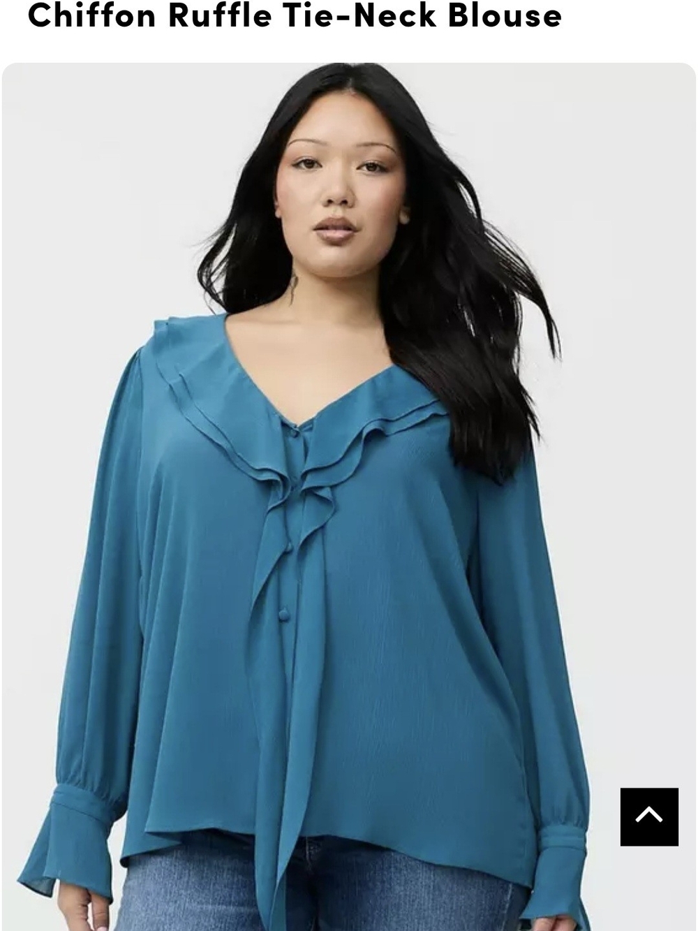 torrid Teal Ruffle Tie-Neck Chiffon Blouse